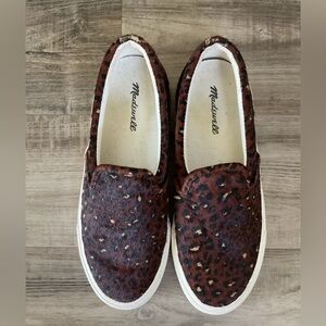 Madewell MA519 Slip On Sidewalk Sneaker Leopard Calf Hair Women size 7